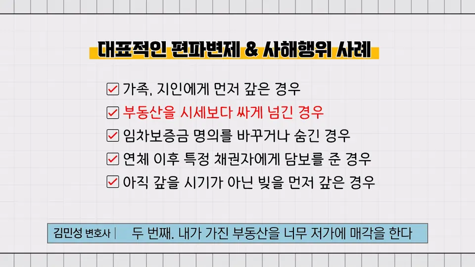 인천 개인회생, 편파변제·사해행위로 문제 되는 다섯 가지 (2)